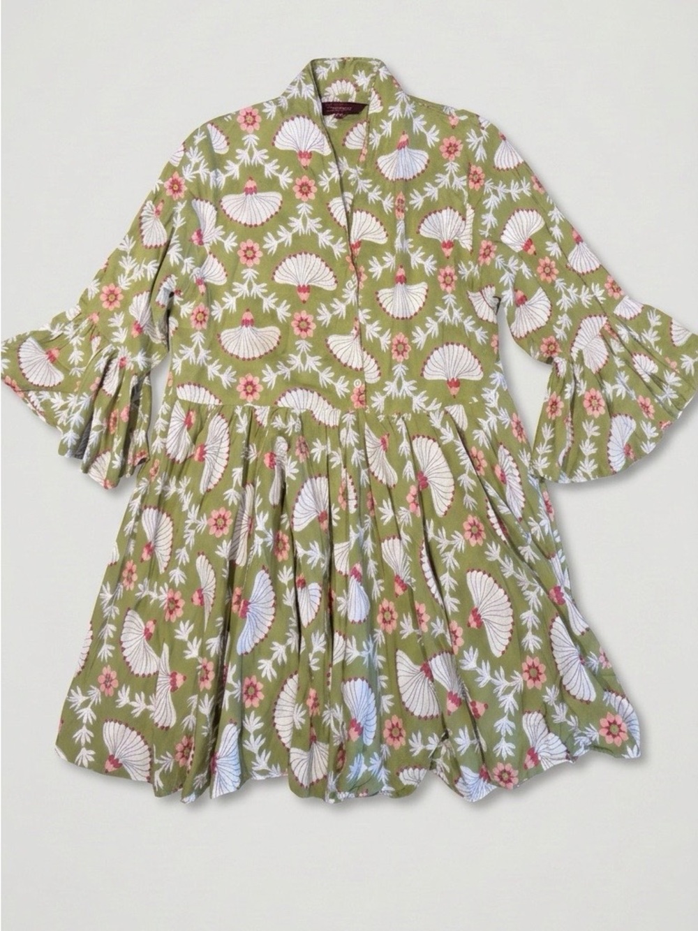 Olive Green Floral Swing Top